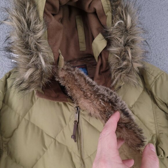 Eddie Bauer Goose Down Jacket Faux Fur Hood/Face 650 Fill Power Geddes Parka L - Picture 3 of 12